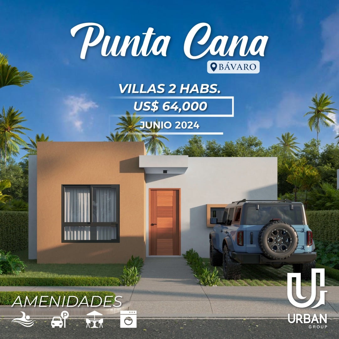 Villas en Punta Cana de 2 Habitaciones Desde US$ 64,000