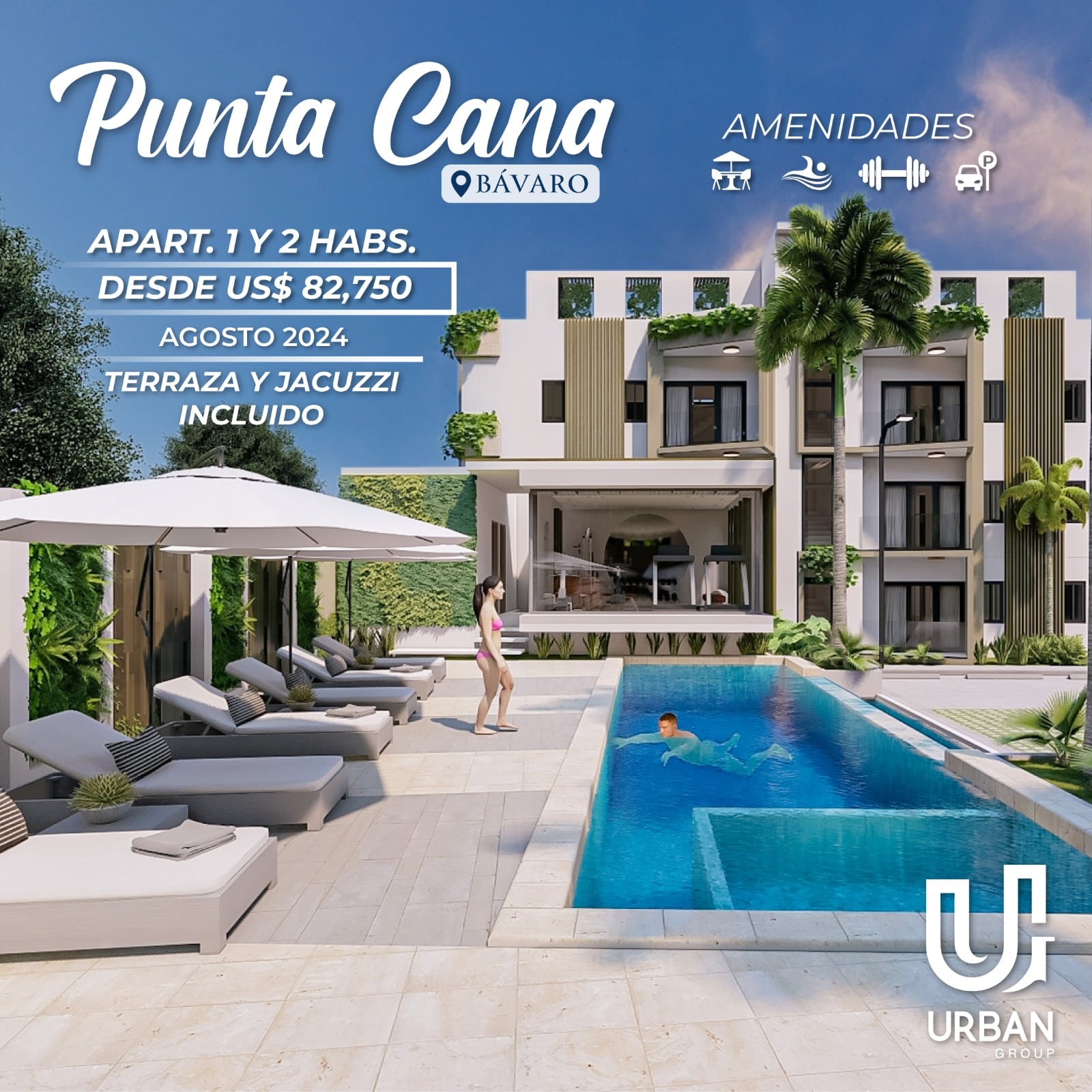 Apartamentos Terraza & Jacuzzi Incluido En Punta Cana US$82,750