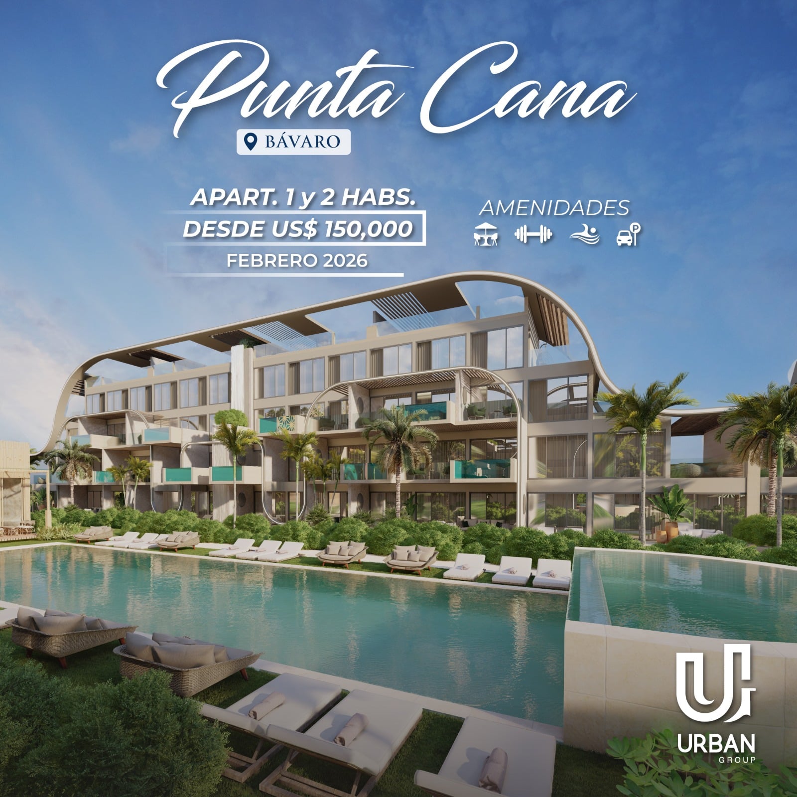 Apartamentos de 1 & 2 Habitaciones Desde US$150,000 en Punta Cana