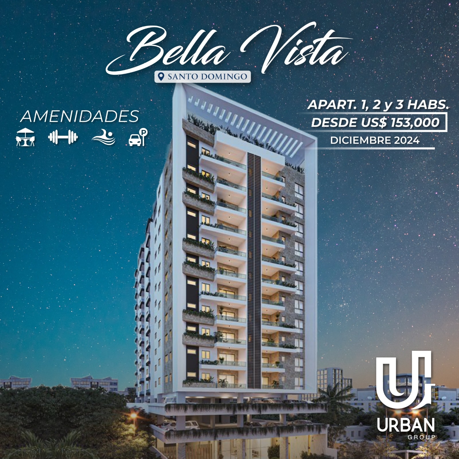 Apartamentos de 1, 2 & 3 Habitaciones Desde US$153,000 Bella Vista