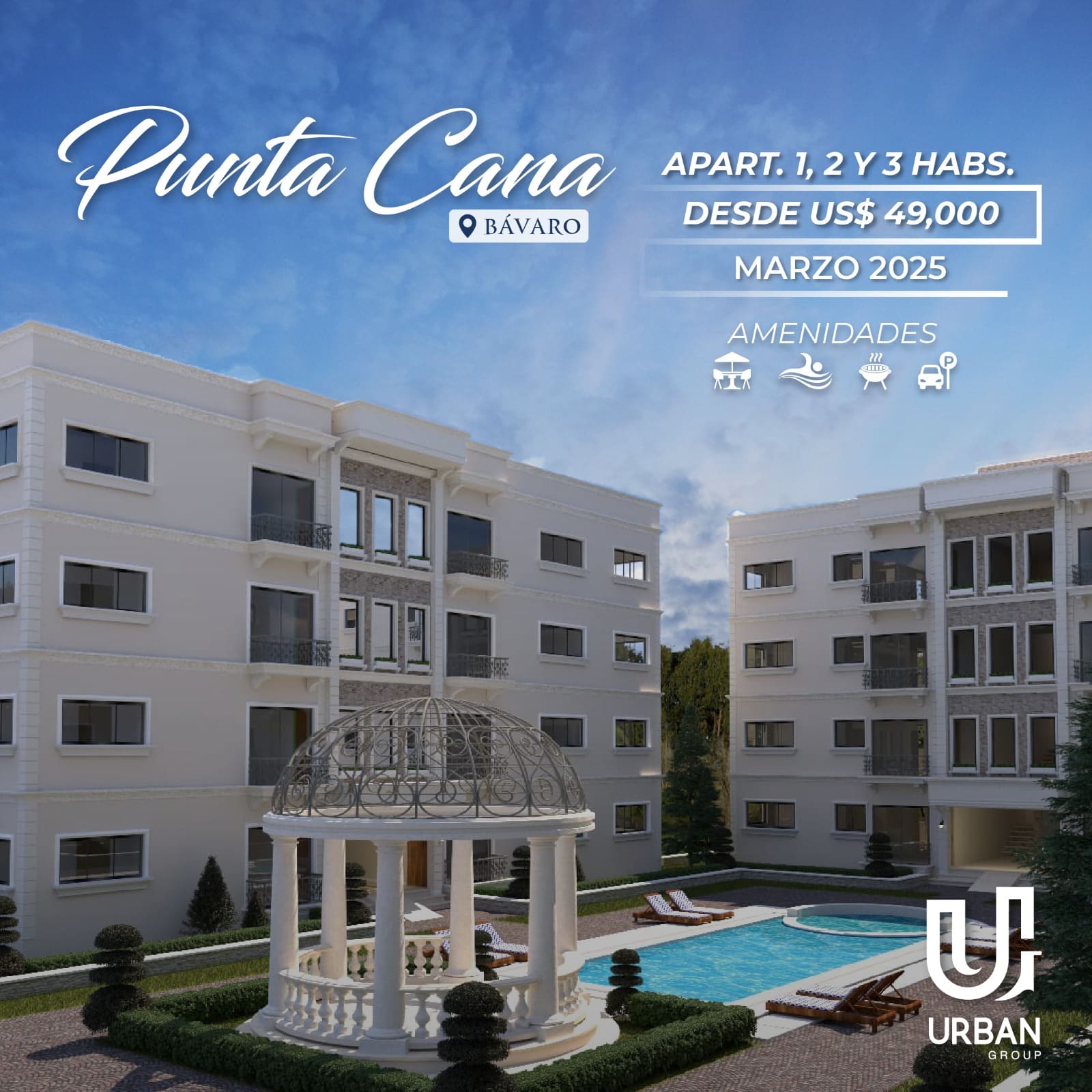 Apartamentos de 1, 2 & 3 Habitaciones Desde US$49,000 en Punta Cana