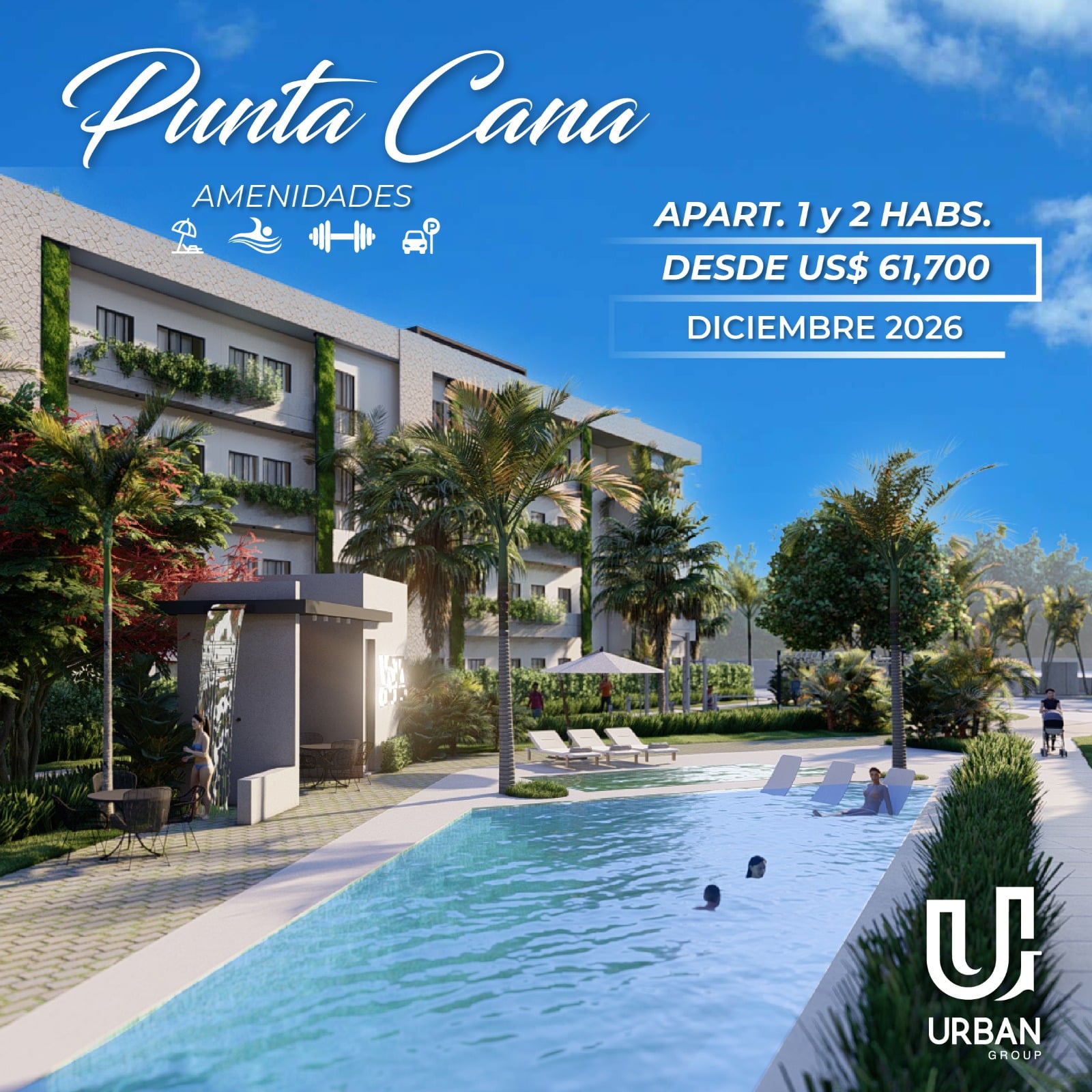 Apartamentos de 1 y 2 Habitaciones Desde US$61,700 en Punta Cana