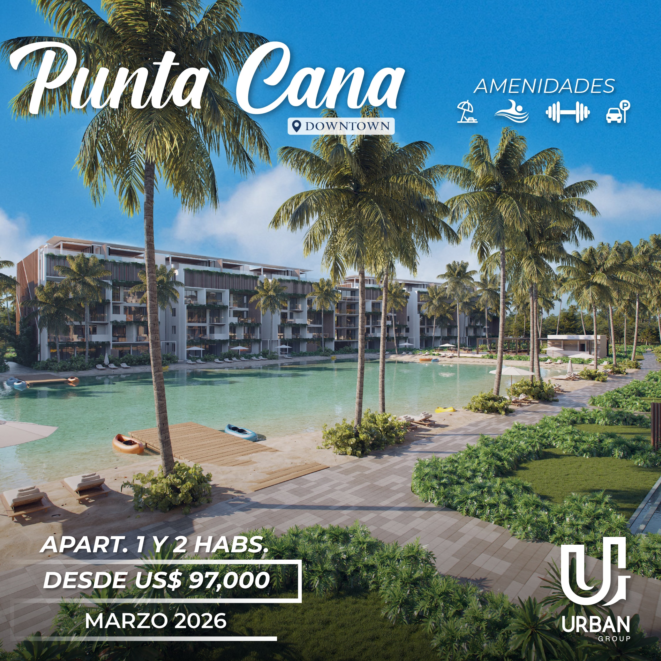 Apartamentos de 1 & 2 Habitaciones desde US$97,000 en Punta Cana