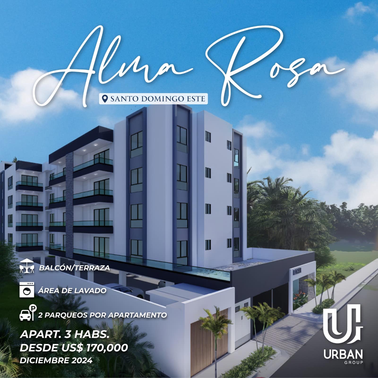 Apartamentos de 3 Habitaciones En Alma Rosa desde US$170,000